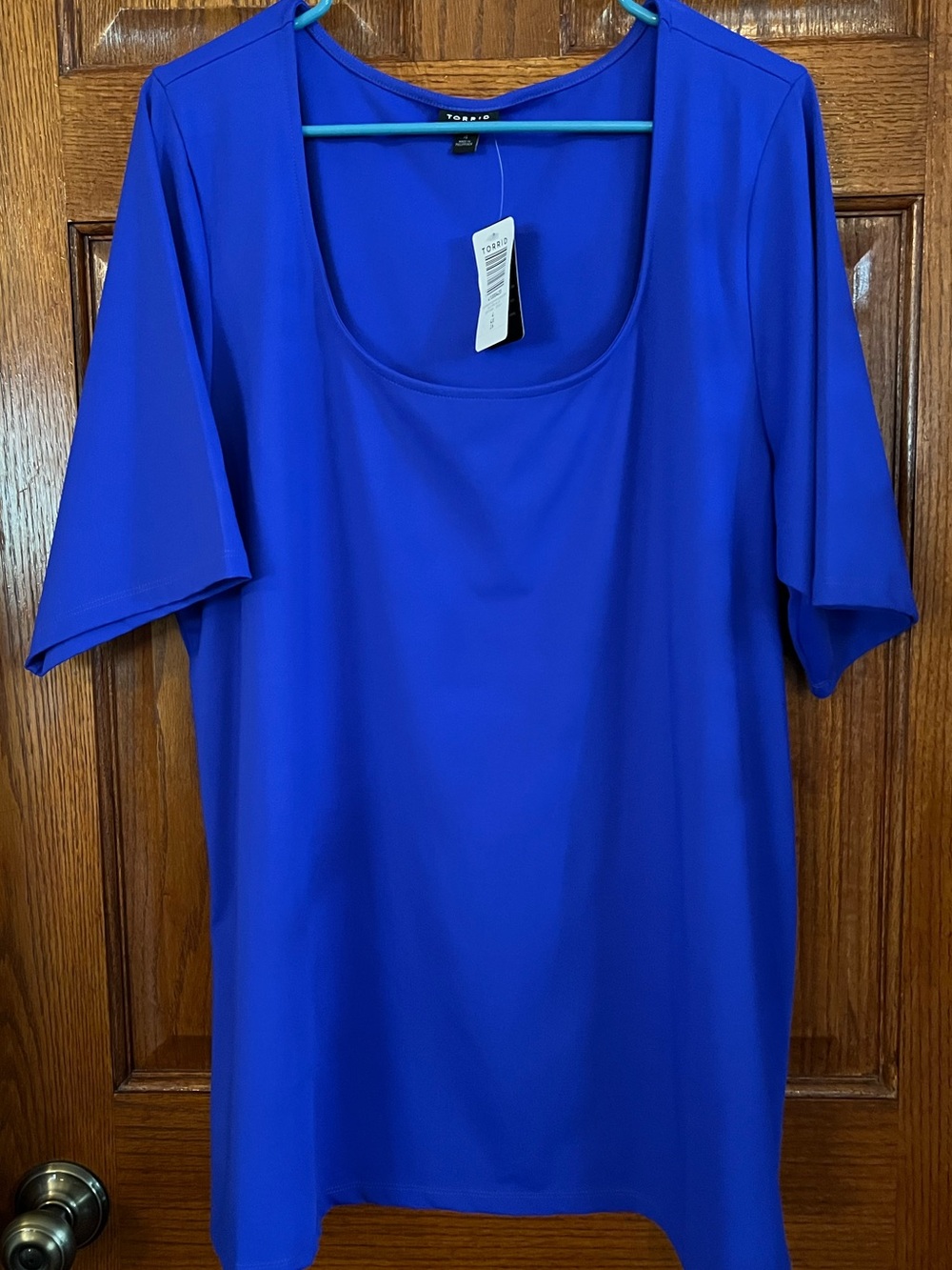 Torrid 4 Electric Blue Sculpting Knit Scoop Neck Elbow Sleeve Pullover NWT